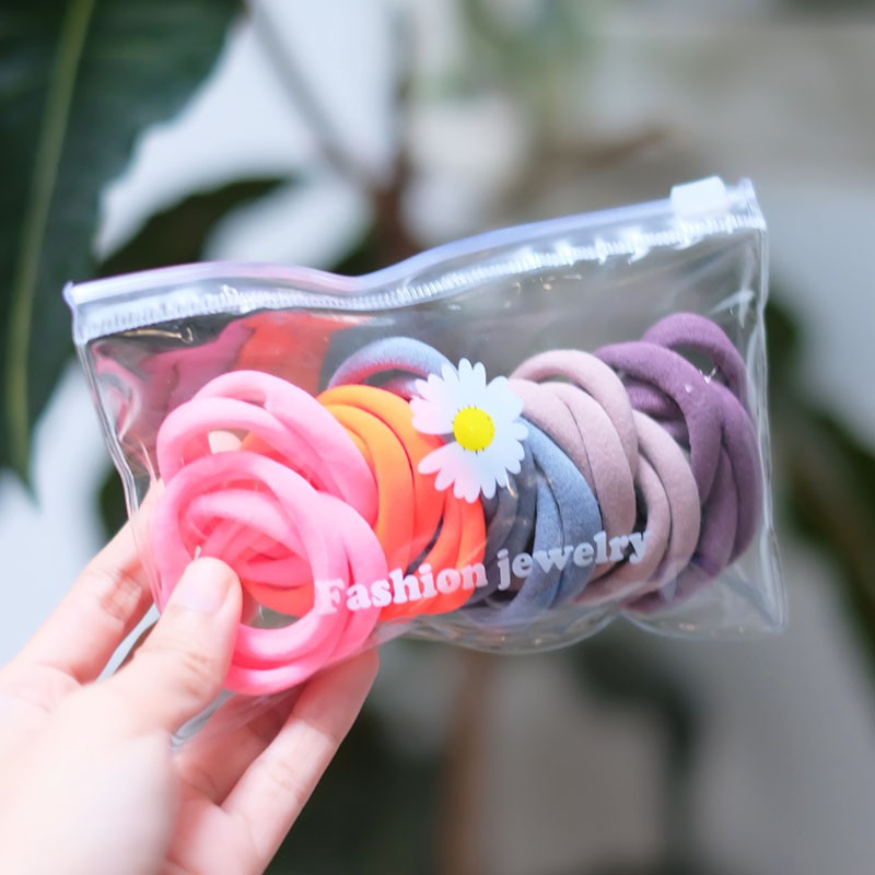 MURMURE.ID | 25 PCS KARET RAMBUT ELASTIS POLOS KUNCIR RAMBUT BULAT HAIRTIE IMPORT MURAH HA073-ORANGE MIX