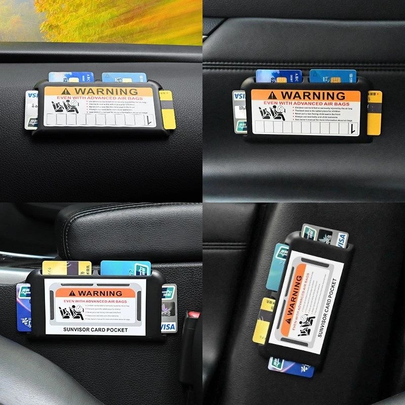 1pc Tas Organizer Kartu Ic Tipe Tempel Sun Visor Mobil