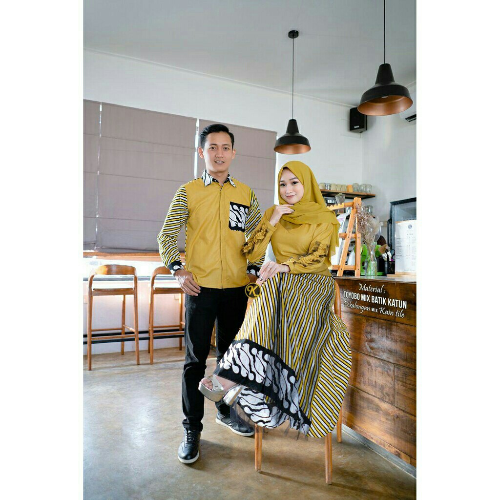 Baju Batik Couple Gamis Muslim Gaun Pakaian Wanita Kebaya Perempuan Fashion Cewek Cewe Pekalongan B6