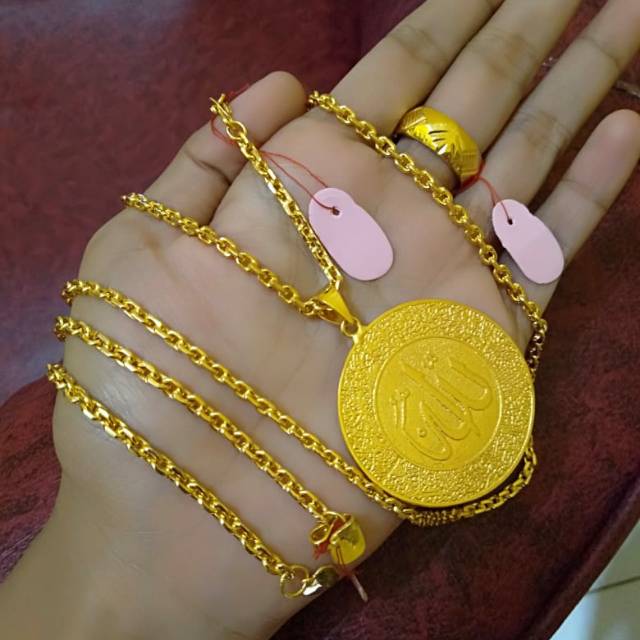 Set kalung dinar glg cincin lapis emas pesta best seller