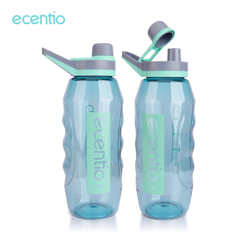 FOODI 1500ml /1.5 liter sport botol air minum gym tempat minum dengan pegangan water bottle super besar anti bocor/portabel/camping/unik-8