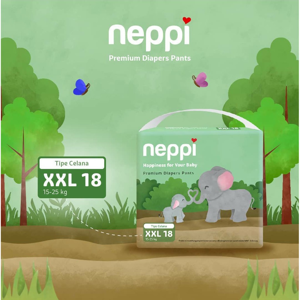 NEPPI Diapers PANTS Premium M 28 / L 26 / XL 22 / XXL 18 Popok Celana Anak Bayi Pampers Murah