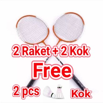 (FREE 2PCS KOK) RAKET BADMINTON MURAH / Badminton Raket 108 Olahraga Sport Raket 2 PCS - Free 2 Kok