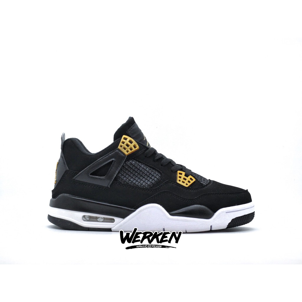 nike air jordan retro 4 royalty black metallic gold