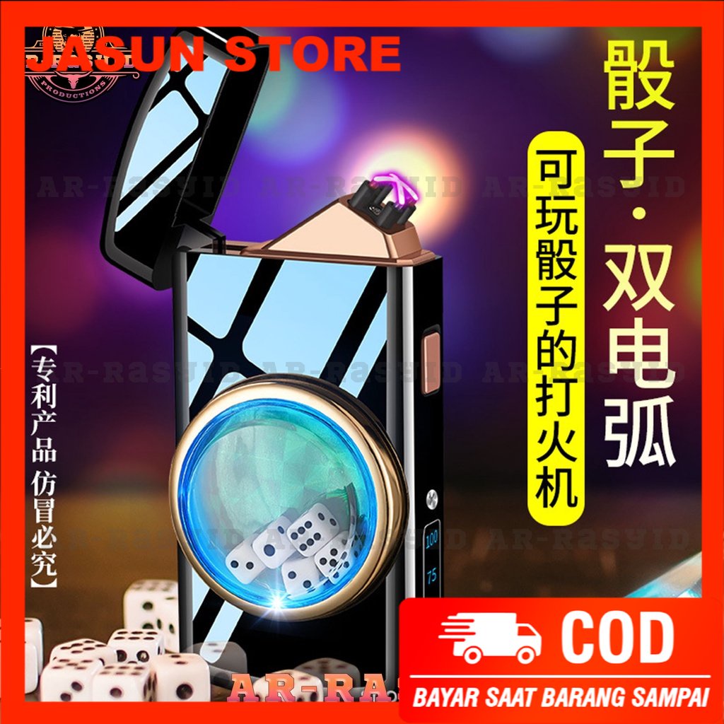 BISA COD! Korek Api Elektrik Double Arc Plasma USB Lighter Casino HT-2102 1903