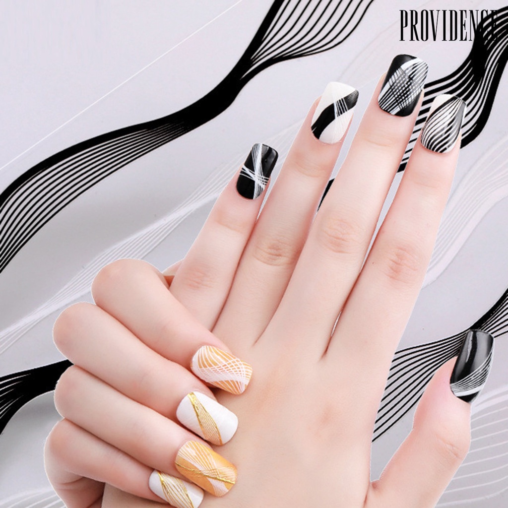 Stiker Kuku 3d Motif Garis Gelombang Untuk Dekorasi Nail Art