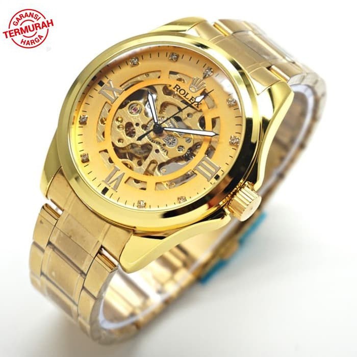 COD Jam Tangan Rolex Automatic Rantai Big Rolex Rantai Gold