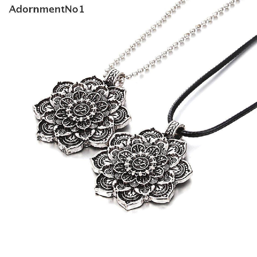 (AdornmentNo1) 1pc Kalung Rantai Pendan Jimat Pola Geometri Tibet Mandala Gaya Retro