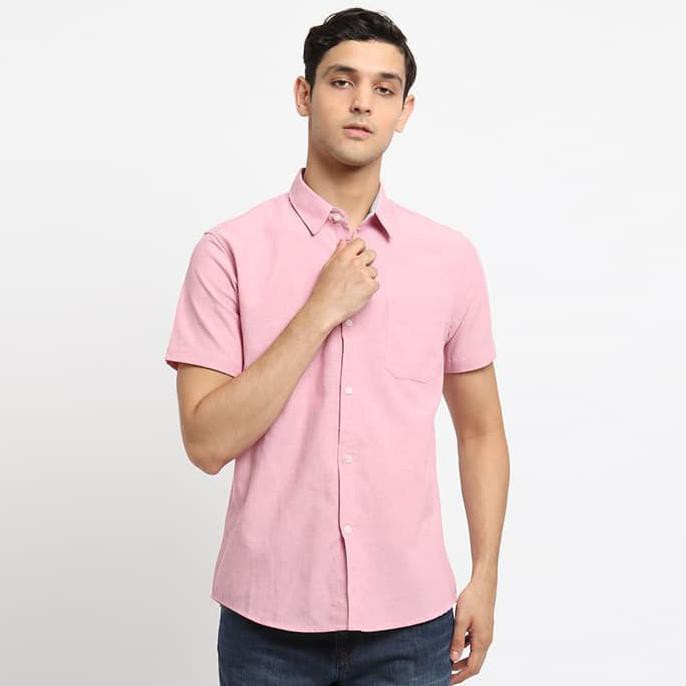 Edwin Jeans Oxford Shirt Lengan Pendek Oxford Pink - Merah Muda, S