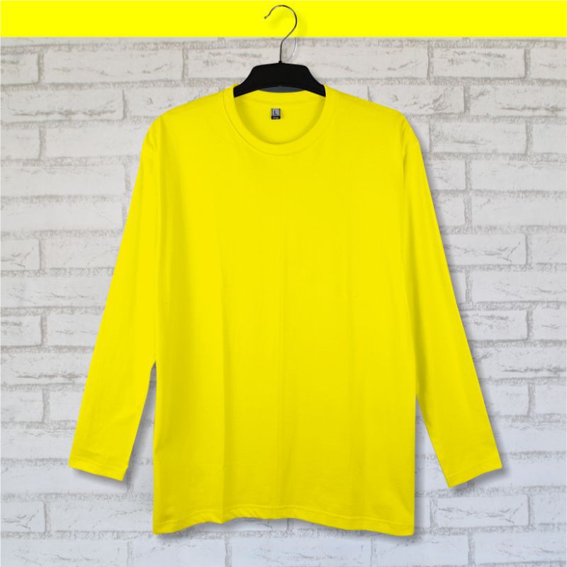 kaos polos cotton combed 30s kuning kenari lengan panjang