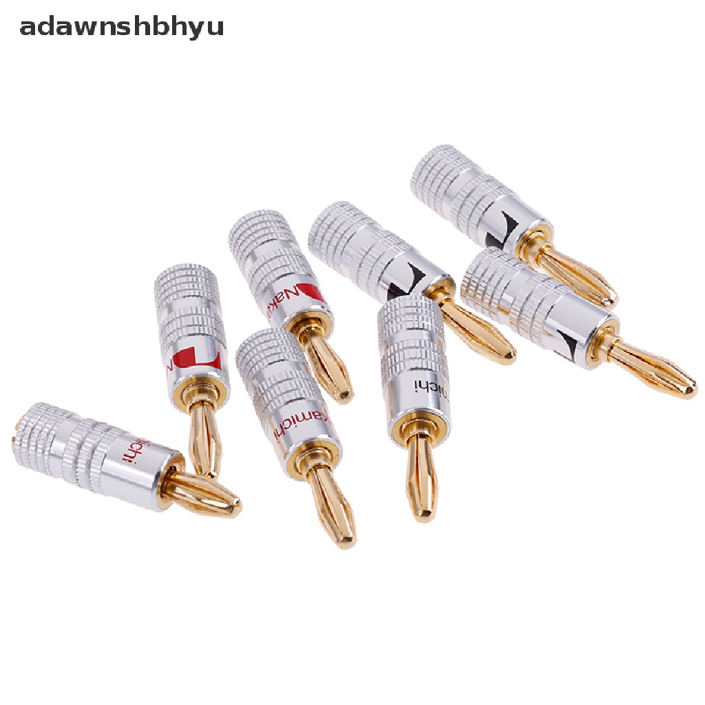 Adawnshbhyu 4pcs 2pasang Konektor Jack Audio Colokan Pisang Speaker Lapis Emas 24K
