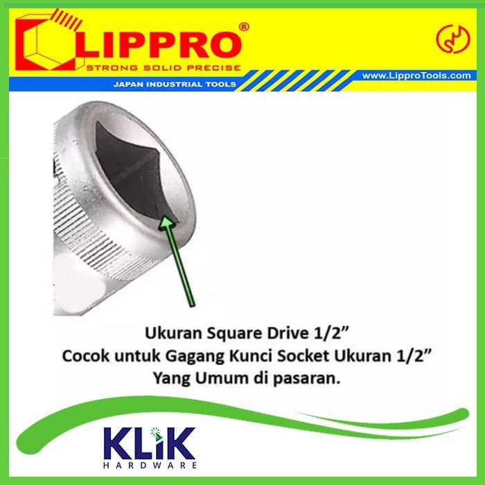 Lippro Deep Socket 1/2&quot; DR 14 mm (6PT/12PT) - Lippro Mata Sok Panjang