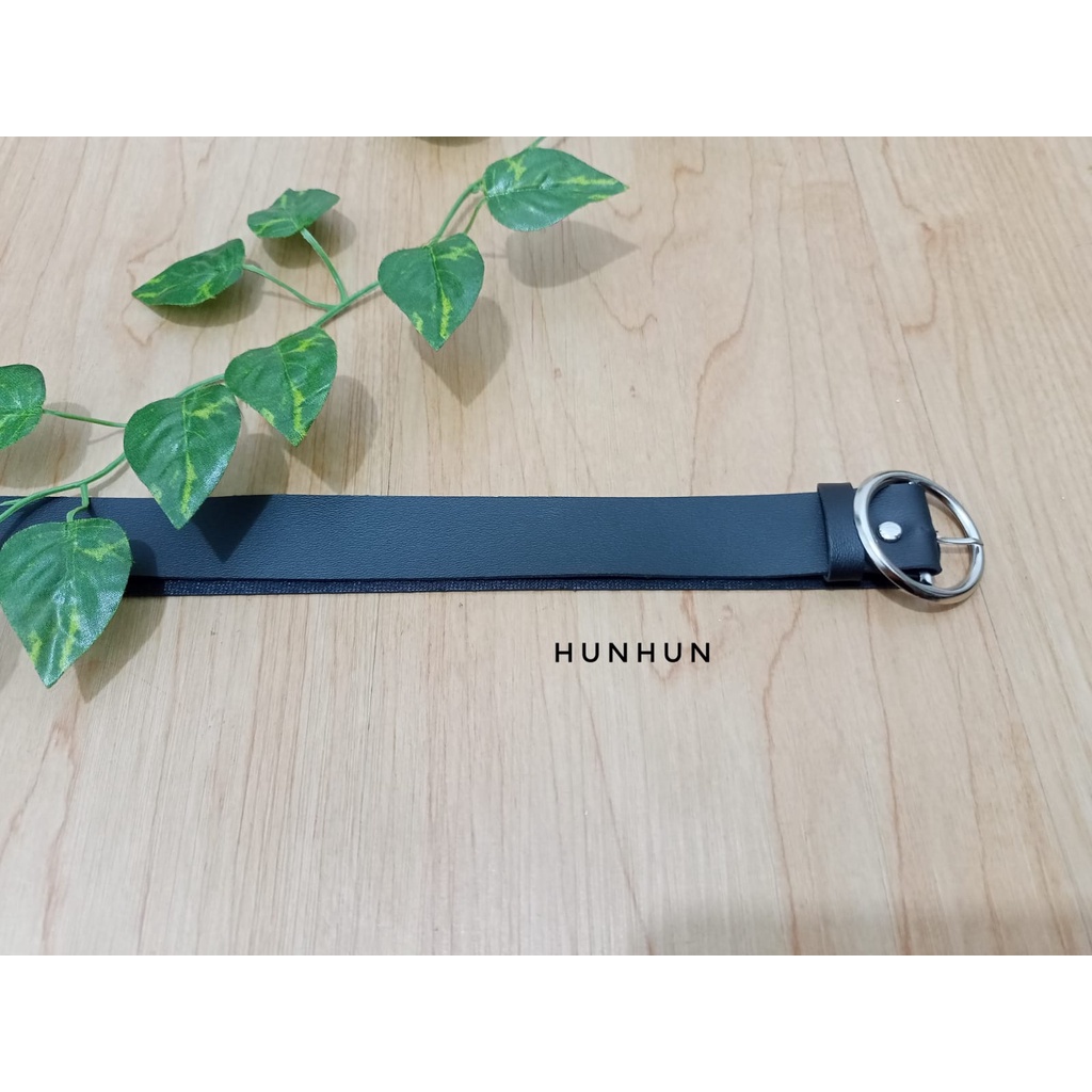 RING BELT/ KOREAN BELT/ KOREN BELT/ IKAT PINGGANG WANITA PIN GESPER PU FASHION-RINGBELT 2,4CM HITAM