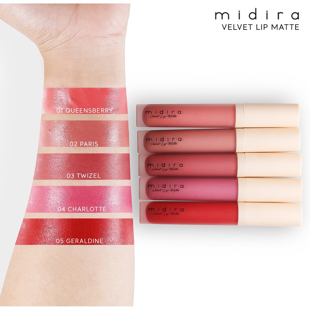 Midira Series Velvet Lip Cream Matte Rocco Moist Mousse Cookie Blush On Eyeliner Brow Body Lotion Shower Gel I see Liner BPOM