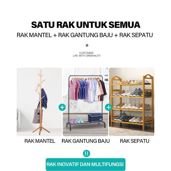 [Saucezhan]Rak Baju Stand Hanger Jemuran Baju Rak Gantung - Putih, Single pole