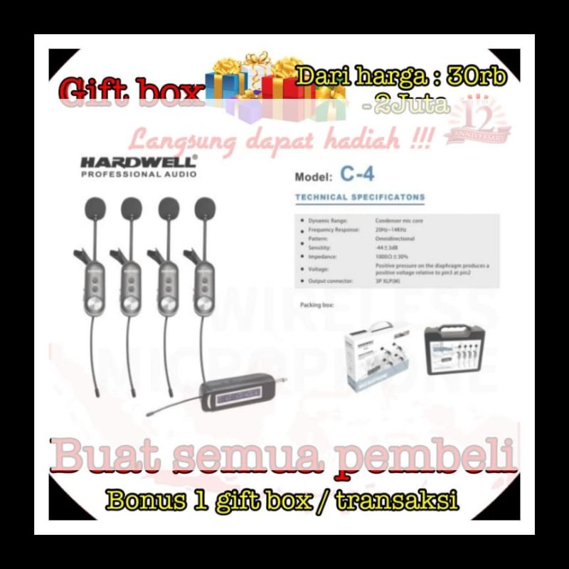 Mic Wireless Hardwel C4 - H4 Clip on Original C 4 - H 4 Mic Jepit - Hardwel C-4