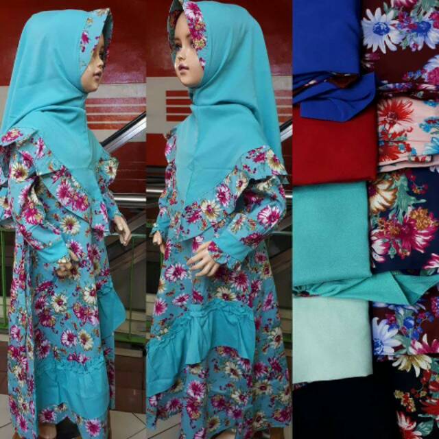 Gamis anak motif bunga