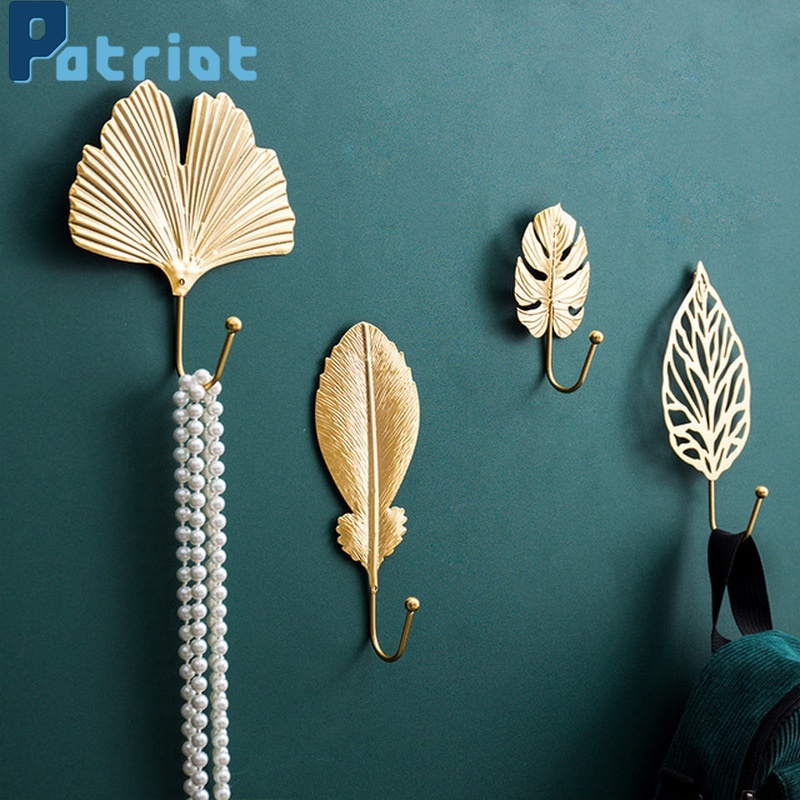 1Pc Creative Leaf Shape Punch-free Wall Hanging Storage Hooks Home Decor Accessories for Hallways, Living Room，Bathroom