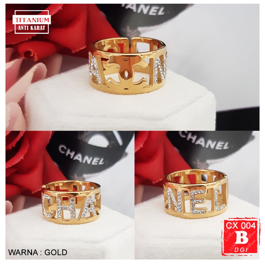 CX 004 Cincin Titanium Mewah Cincin Stainless Steel Anti Karat Premium Quality Cincin Awet Tidak mudah Luntur Cincin Kombinasi Mata Zirkon Perhiasan Mewah Cincin Fashion TitanLuxx Xuping