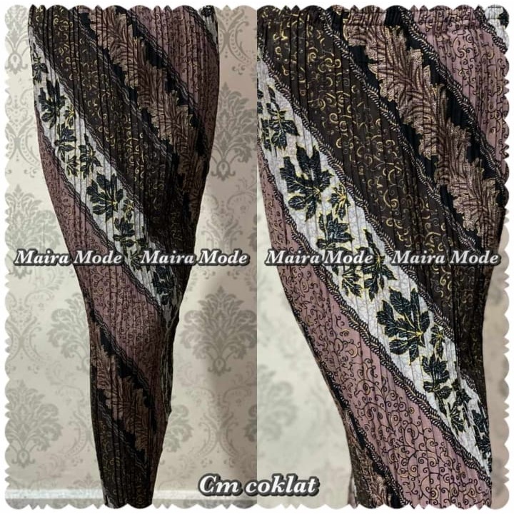 Couple batik kemeja dan rok plisket / set rok plisket dan kemeja batik / motif cm coklat