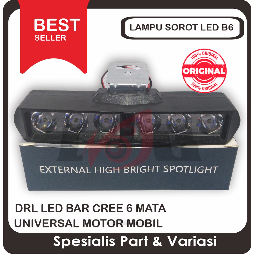 Lampu Sorot B6 DRL LED Bar Cree Tembak 6 Titik Mata CWL Mobil Motor