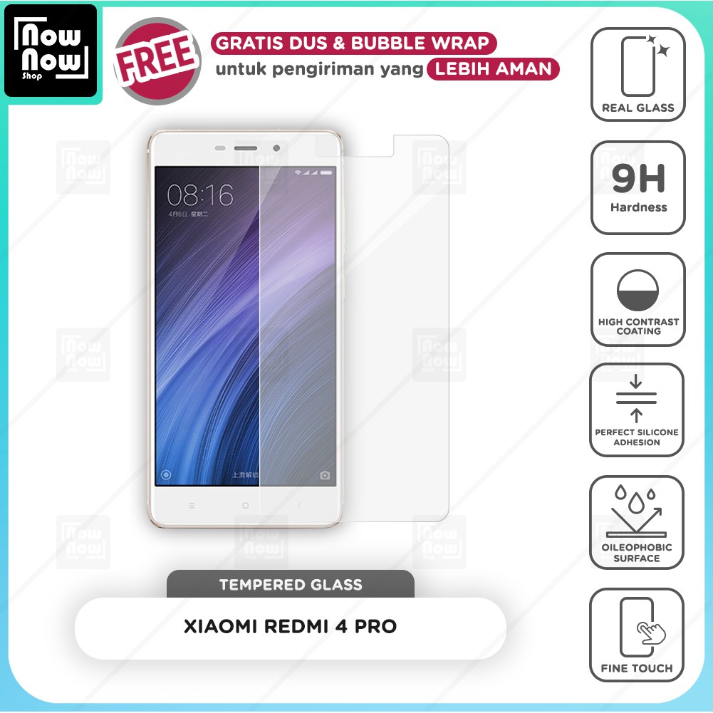 Tempered Glass Anti Gores Xiaomi Redmi 4 Pro Screen Guard Protector 9H Kaca Temperglass