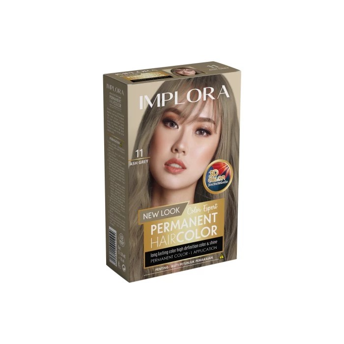 ❤ BELIA ❤ IMPLORA New Permanent Hair Color Semir Rambut (✔️BPOM)-H.Color 11 AshGrey