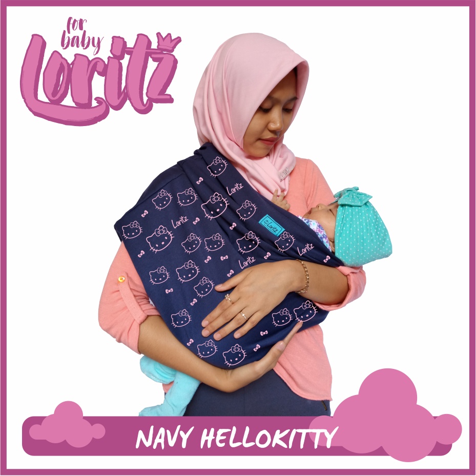 Gendongan bayi geos warna navy all motif