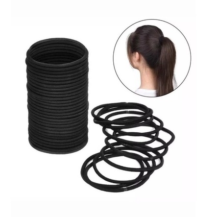 Ikat Rambut Hitam Polos Korea, Gelang Hitam Simple