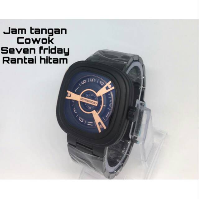 Jam tangan cowo seven Friday rantai hitam SUPER MURAH