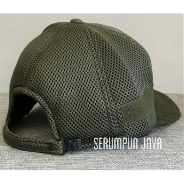 TOPI LINMAS - TOPI LINMAS JARING VELCRO HIJAU ARMY + PATCH LINMAS