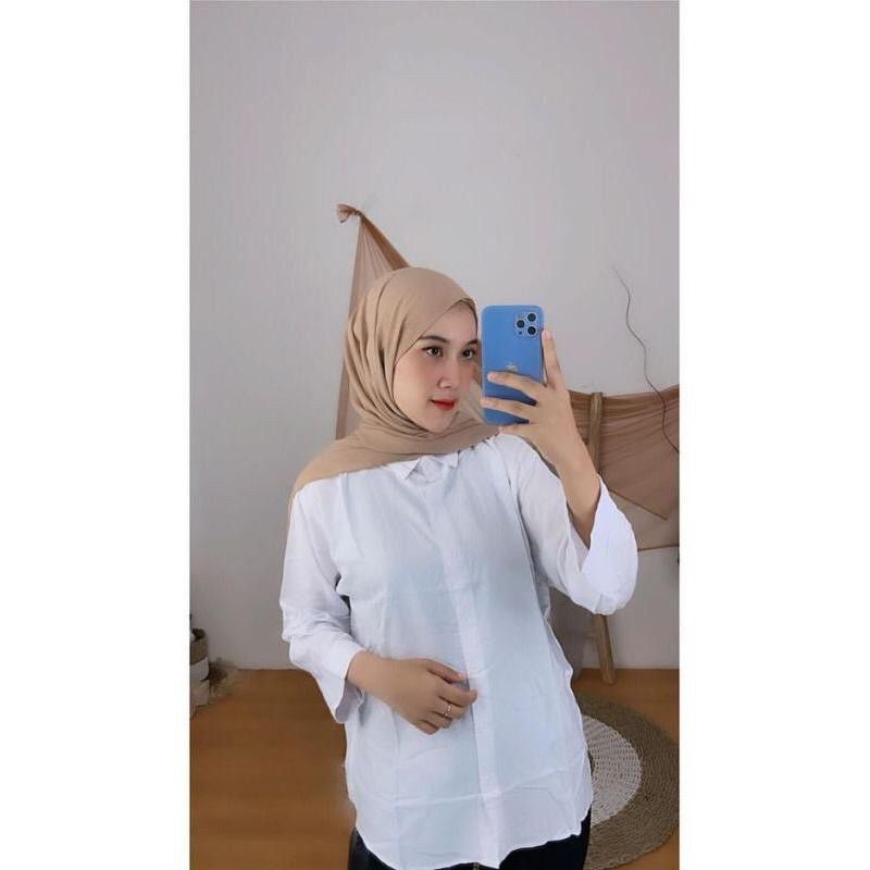 Kemeja Basic Rayon Kemeja Kerja Wanita / Kemeja Polos Rayon / Kemeja Formal Putih / Maudi Shirt