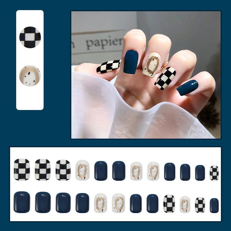 Kuku Palsu Fake Nail 24 Pcs Kemasan Strip Kuku Palsu Baru Fake Nails Kuku Palsu 3d Kuku Palsu Polos French Manicure-T145