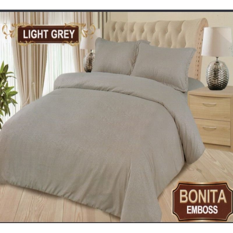 Sprei BONITA Polos Emboss 180x200 Warna LIGHT GREY
