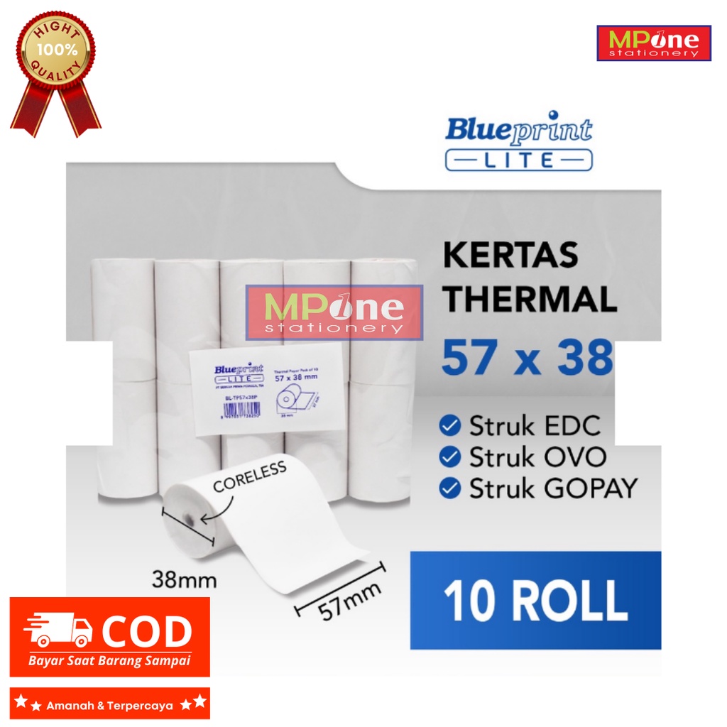 

Kertas Struk / Kertas Thermal Blueprint Ukuran 57 X 38 mm / Kertas Struk Murah