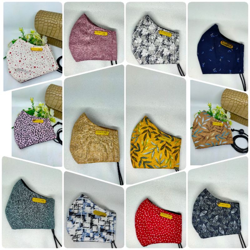 Masker Kain Model Duckbill Premium Lengkap Strapmask dan Stopper Adjustable