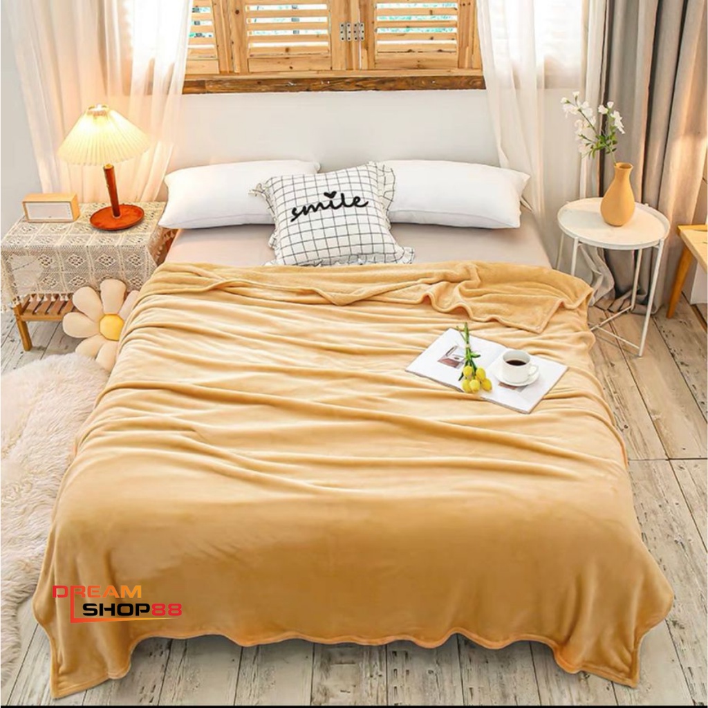 Selimut Bulu Halus Ukuran 160x200cm / Selimut Bulu Dewasa Tebal Super Lembut-coklat susu