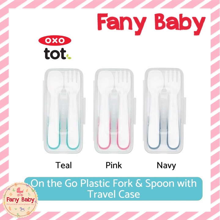 OXO TOT ON THE GO PLASTIC FORK &amp; SPOON SET WITH TRAVEL CASE
