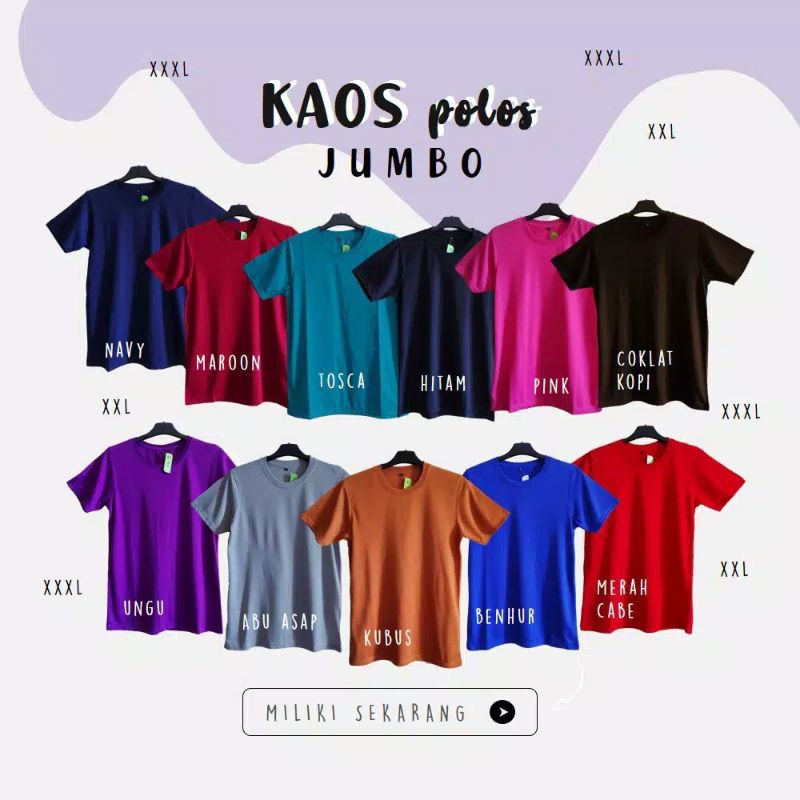 Kaos polos Jumbo (XXXL) PE 20s