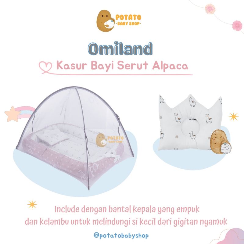 Omiland Kasur Bayi Serut Alpaca - Bedding Set Kasur Portable