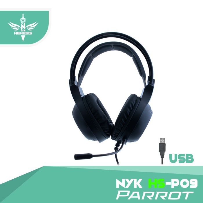 Headset gaming Nyk nemesis Wired Usb 7.1 sound surround led light Parrot Hs-P09 - Headphone p-09