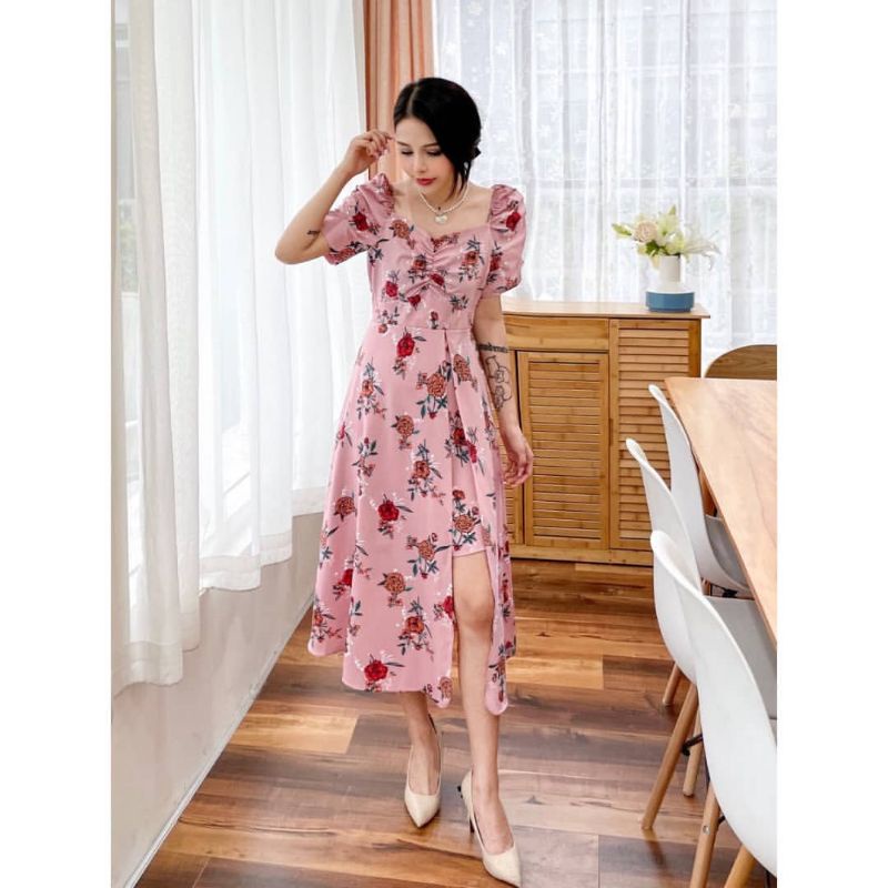 MIDI DRESS FLOWER DRESS DRESS IMPORT RIANA DRESS