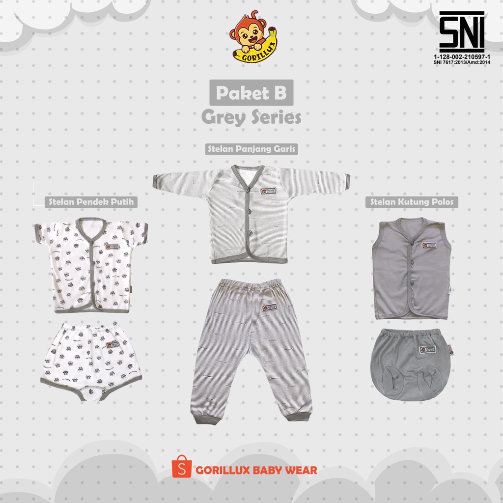 Gorillux Paket Baju Bayi Newborn SNI - Paket Baju Bayi Baru Lahir Gorilux