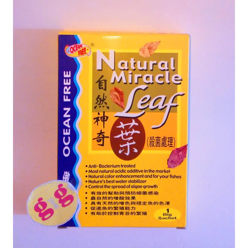 

Natural Miracle Leaf by Ocean Free untuk Louhan Arwana Discus Parrot & Tropical fish