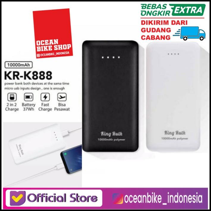 Power Bank Portable 10000 Mah 37Wh 2A Fast Charger 2Usb Kingruth K888