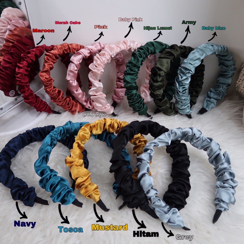 BANDO SCRUNCHIE SATIN HEADBAND KOREA PREMIUM TERMURAH BEST SELLER