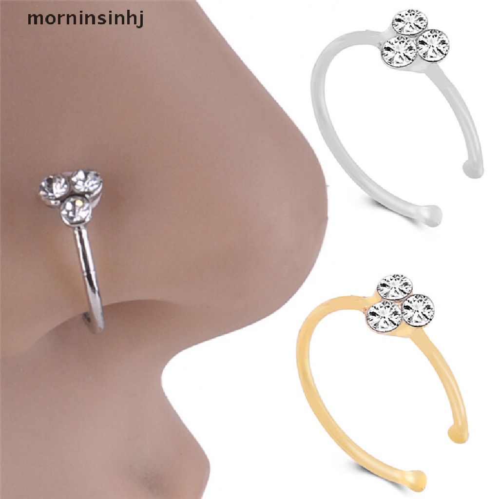 Mor Anting Tindik Hidungtubuh Bahan Surgical Steel Hias Kristalberlian Imitasi Untuk Wanita