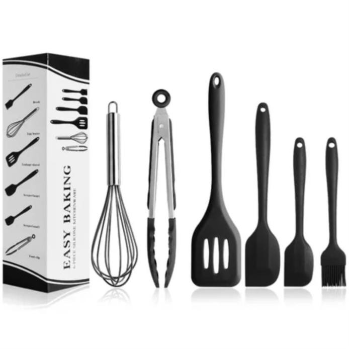 6 IN 1 SPATULA SET / SILIKON SPATULA SET / BAKING SILIKON SPATULA SET - HITAM