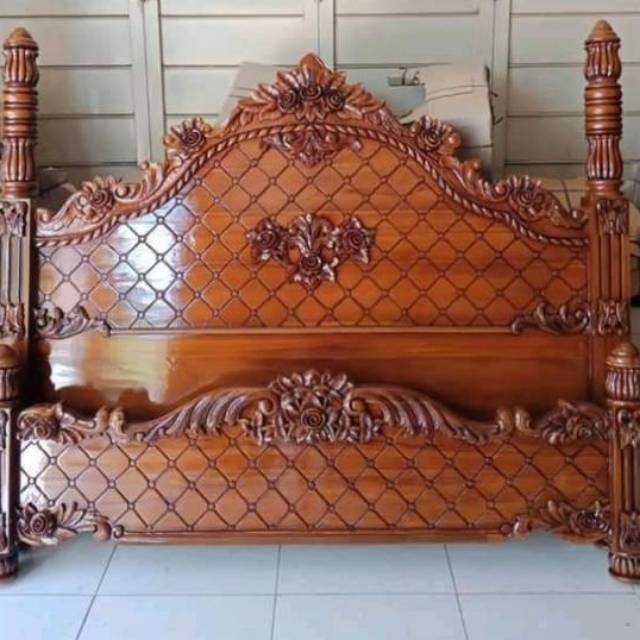 Tempat tidur ranjang Monalisa dipan ukir jati
