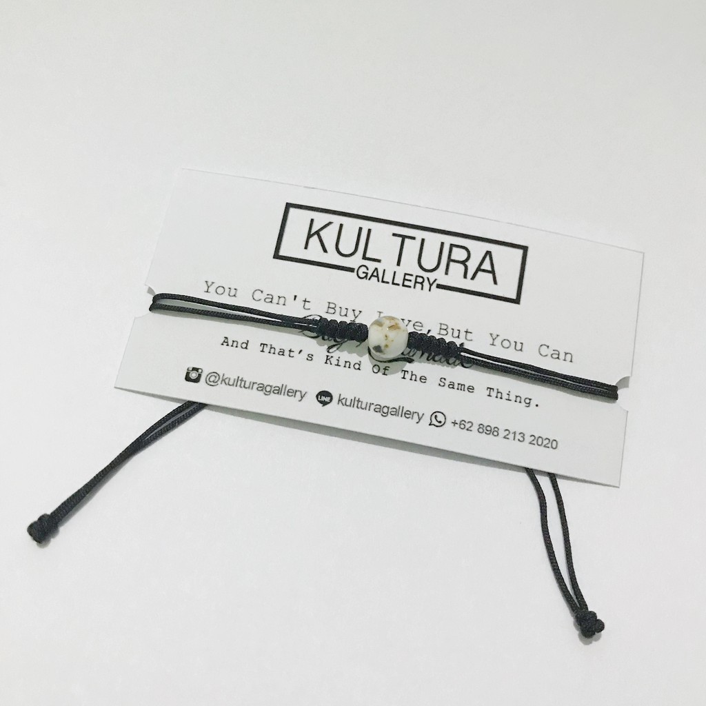 Gelang Batu Simple Hitam & Putih ( Gelang etnik / Gelang batu / Gelang tali )